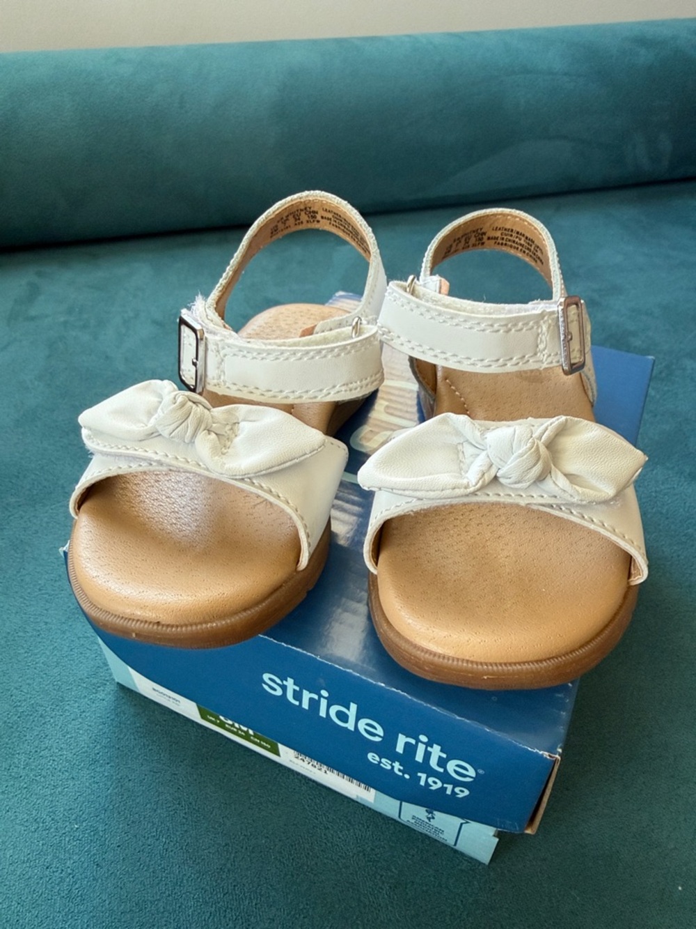 Stride Rite Whitney White Knot-Front Girls' Sandals